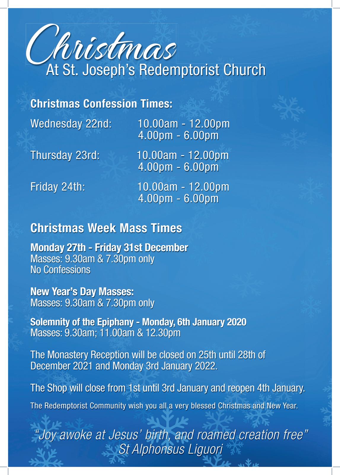 Christmas 2021 – St Joseph's Redemptorists Monastery