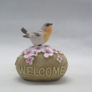 Robin welcome pebble ornament