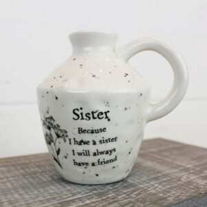 Bud vase sister white dimpled ceramic cow parsley