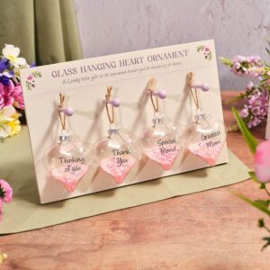 Floral serenade glass heart with pink sequins