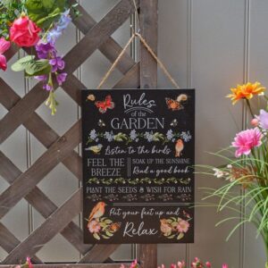 Garden birds rules of the garden slate plaque