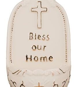Porcelain Font/5 inch-Bless Our Home/Cross (30205)