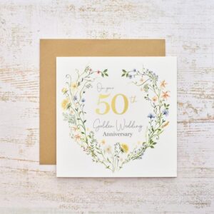 Card - 50th Golden Wedding Anniversary floral