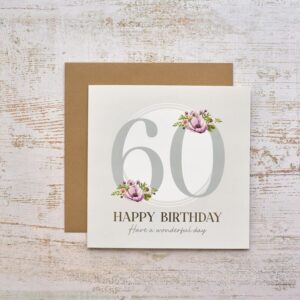 Card - 60th Birthday card with flowers