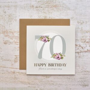 Card - 70th birthday card with flowers
