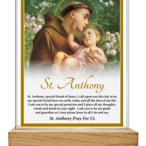 Glass Plaque/Wood Base/Saint Anthony (32450)