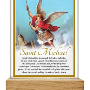 Glass Plaque/Wood Base/Saint Michael (32454)