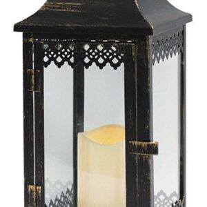 Metal & Glass Grave Lantern/With LED (88989)