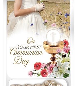 Communion Glass Rosary imitation pearl