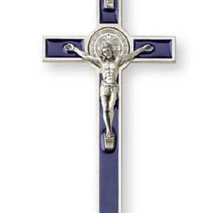 Metal/Blue Enamel Benedict Crucifix - 3"