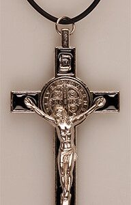 Metal/Black Enamel Benedict Crucifix - 3"