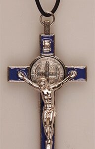 Metal Blue Enamel Benedict Crucifix