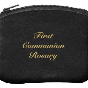 Communion Rosary Purse - Black Bonded Leather